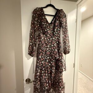 Astr Black Floral Long Sleeve Dress